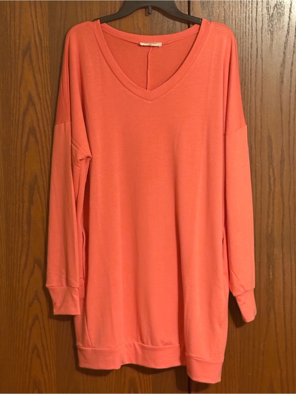 Zenana Coral V-Neck Lightweight Sweatshirt dress/top XL